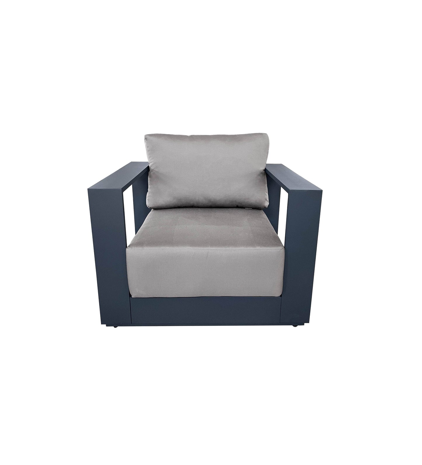 CIEUX Lyon Outdoor Patio Aluminum Metal Club Chair in Midnight Grey with Sunbrella Cushions, image 11