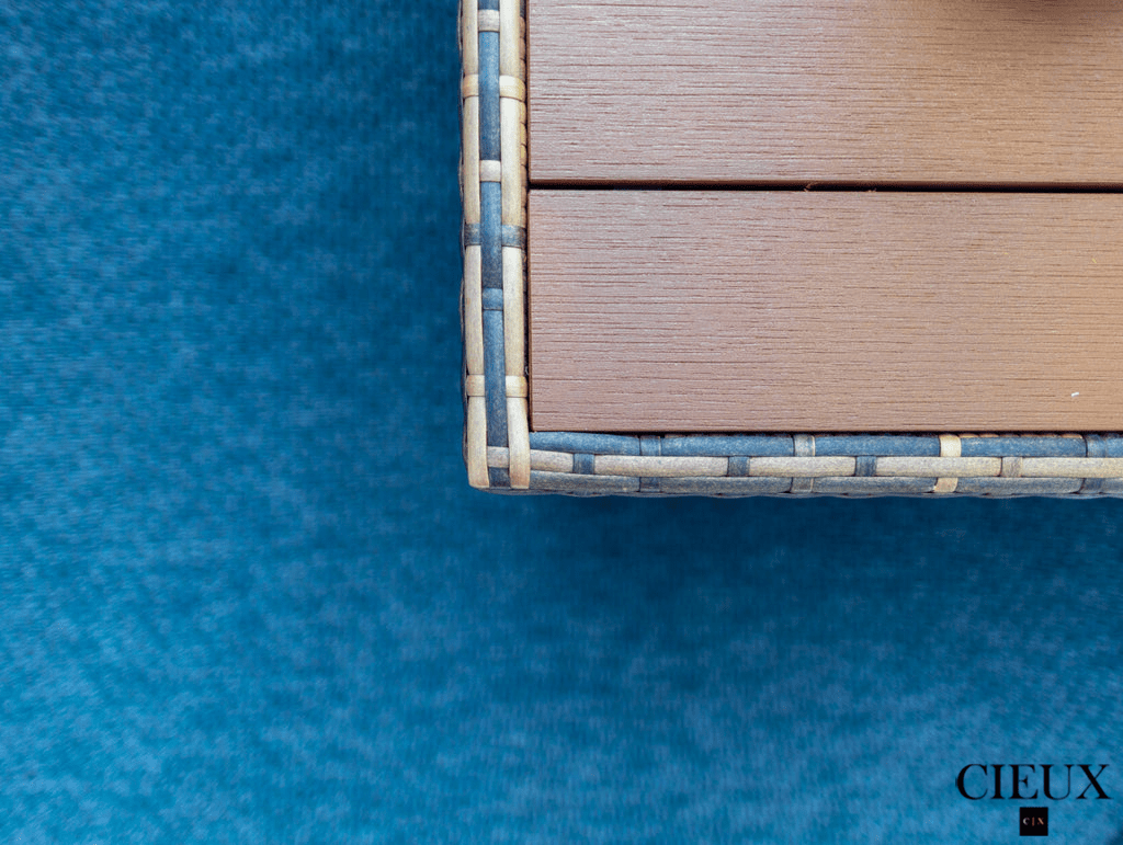 CIEUX Coffee Table Valence Outdoor Patio Wicker Rectangular Coffee Table in Brown