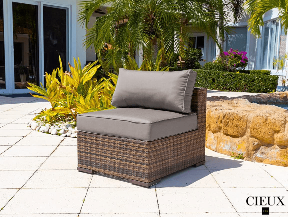 CIEUX Conversation Set Valence Outdoor Patio Wicker Sofa Conversation Set in Brown with Sunbrella Canvas Taupe Cushions