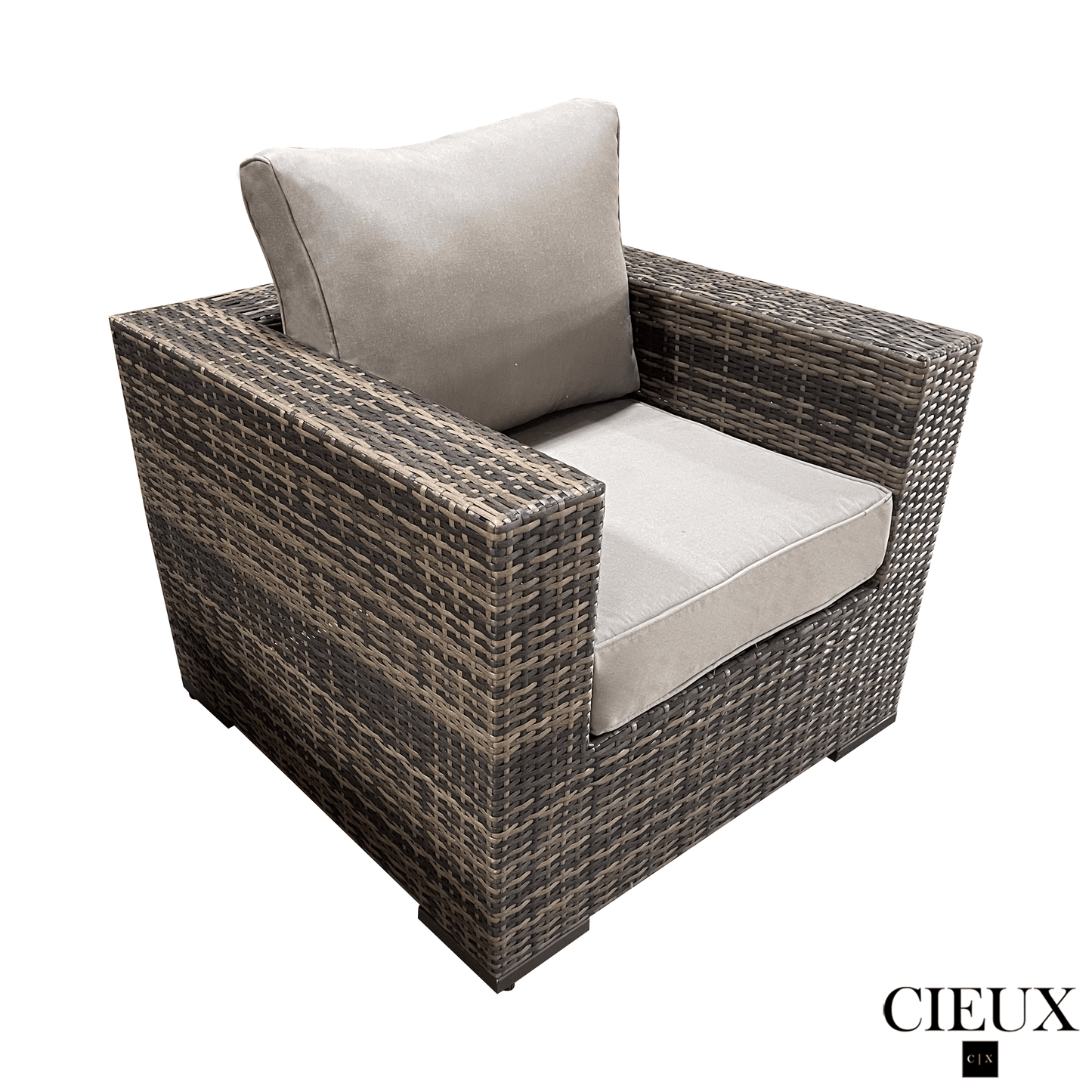 CIEUX Conversation Set Valence Outdoor Patio Wicker Sofa Conversation Set in Brown with Sunbrella Canvas Taupe Cushions