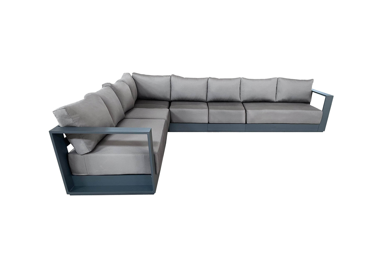 CIEUX Lyon Outdoor Patio Aluminum Metal Large L Shaped Sectional Sofa in Midnight Grey with Sunbrella Cushions, image 11