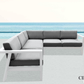 Corsica Outdoor Patio Aluminum Metal Corner Sectional Sofa in White with Sunbrella Cushions - Available in 2 Colours