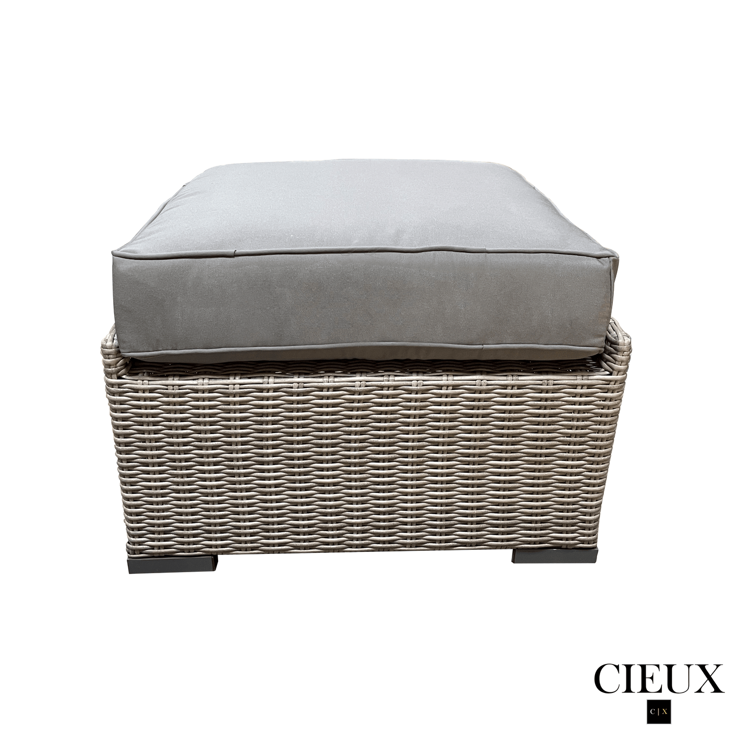 CIEUX Sectional Riviera Outdoor Patio Wicker Medium Sectional Sofa in Grey with Sunbrella Canvas Charcoal Cushions