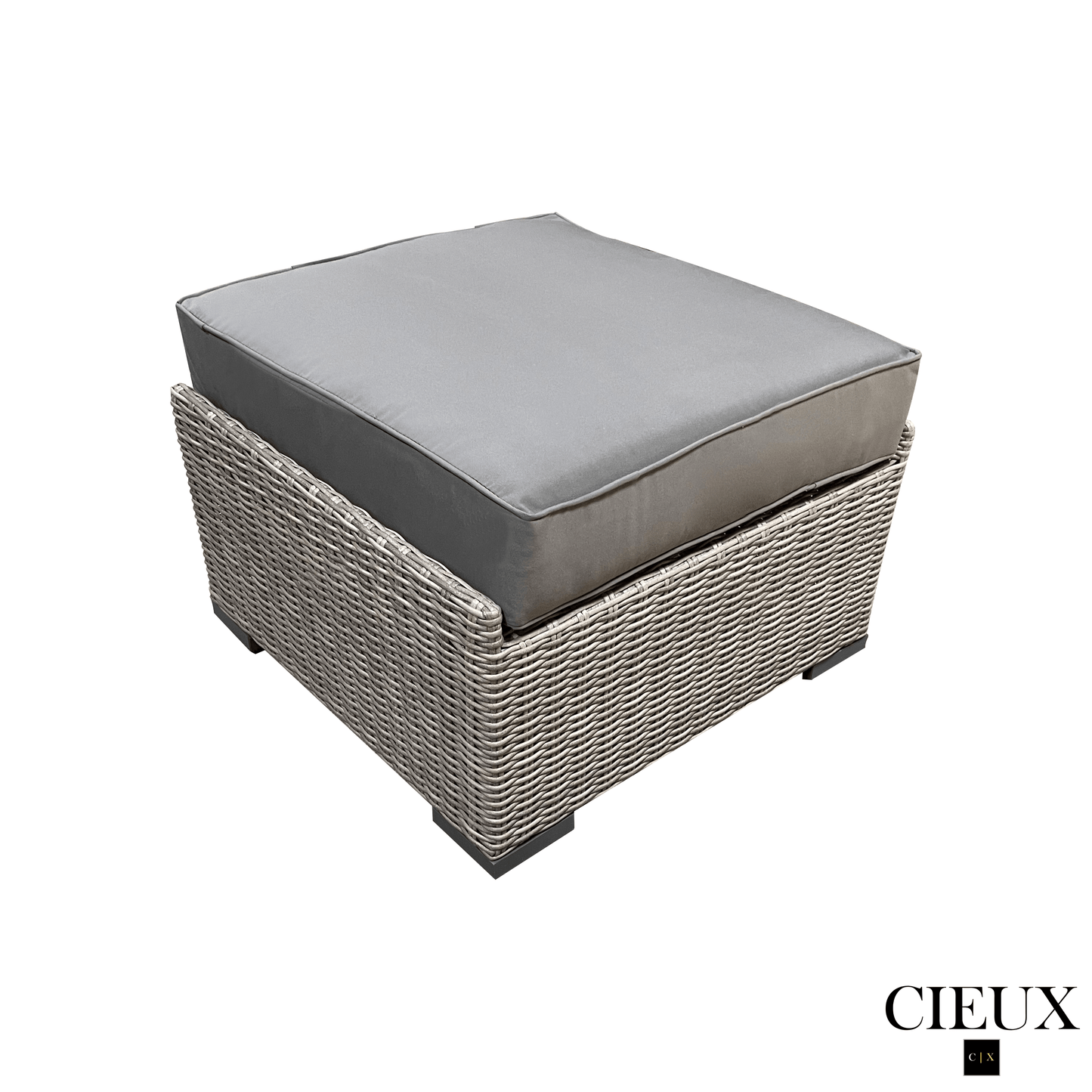 CIEUX Sectional Riviera Outdoor Patio Wicker Medium Sectional Sofa in Grey with Sunbrella Canvas Charcoal Cushions