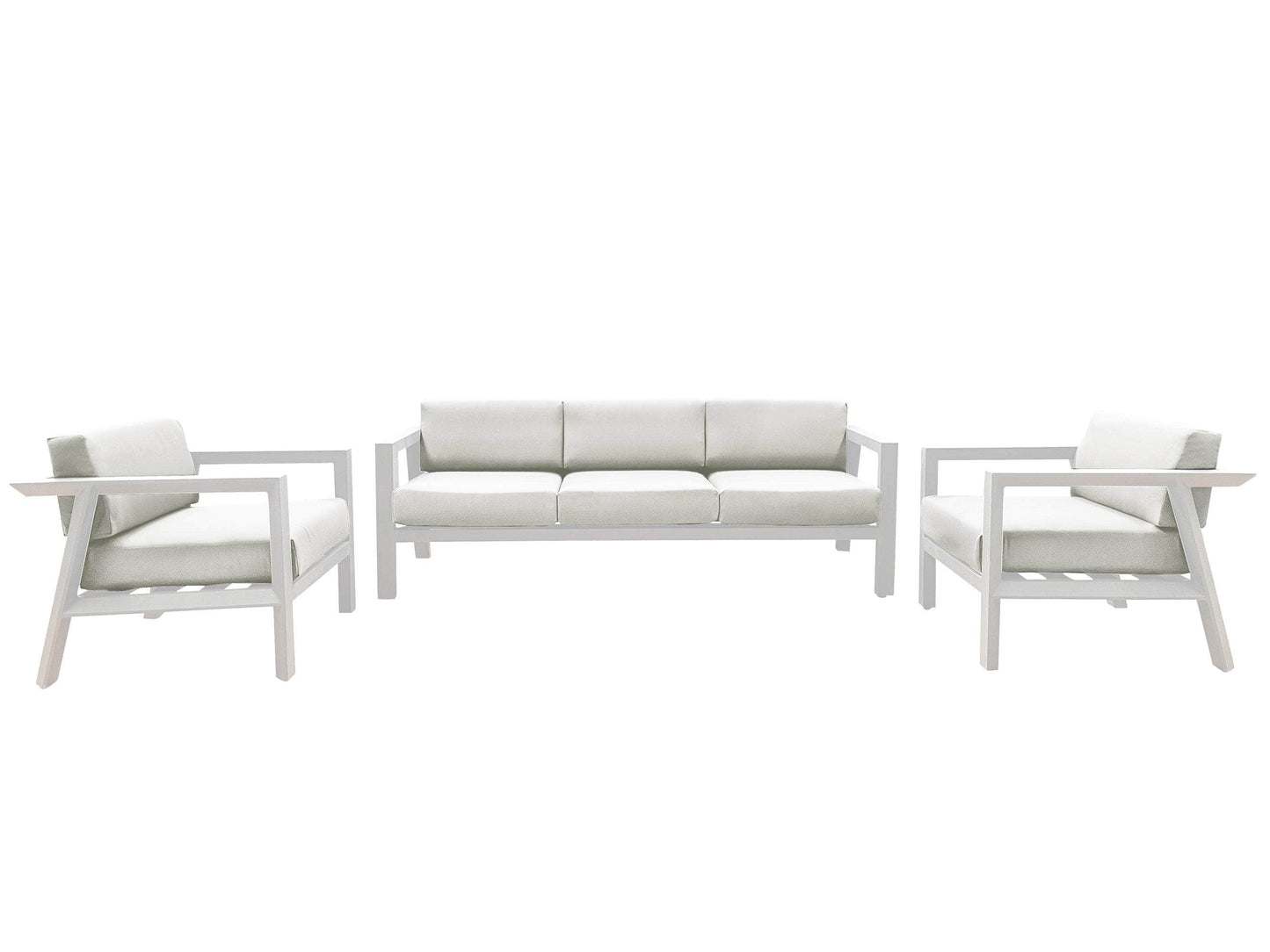 CIEUX Sofa Set Canvas Natural Corsica Outdoor Patio Aluminum Metal Sofa Conversation Set in White with Sunbrella Cushions - Available in 2 Colours