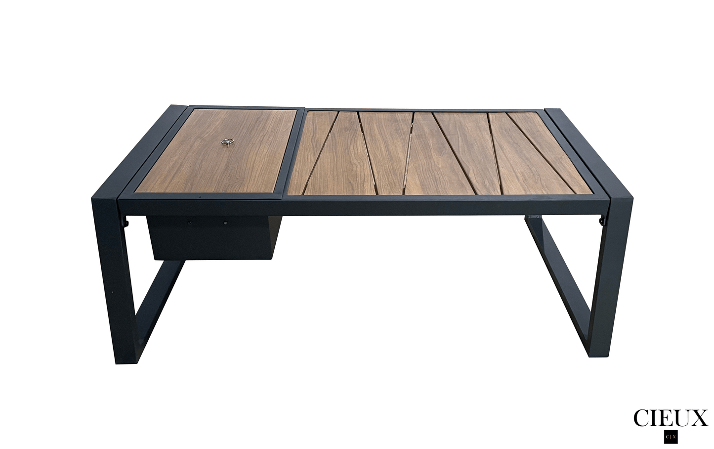 CIEUX Avignon Outdoor Patio Aluminum Metal Coffee Table in Midnight Grey, image 4