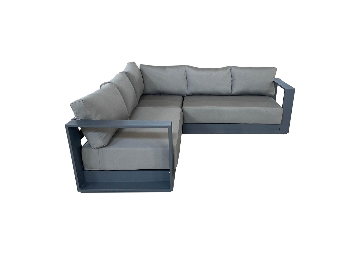 CIEUX Lyon Outdoor Patio Aluminum Metal Corner Sectional Sofa in Midnight Grey with Sunbrella Cushions, image 12