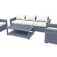 CIEUX Conversation Set Canvas Natural Cannes Outdoor Patio Wicker Sofa Conversation Set in Grey with Sunbrella Cushions - Available in 2 Colours