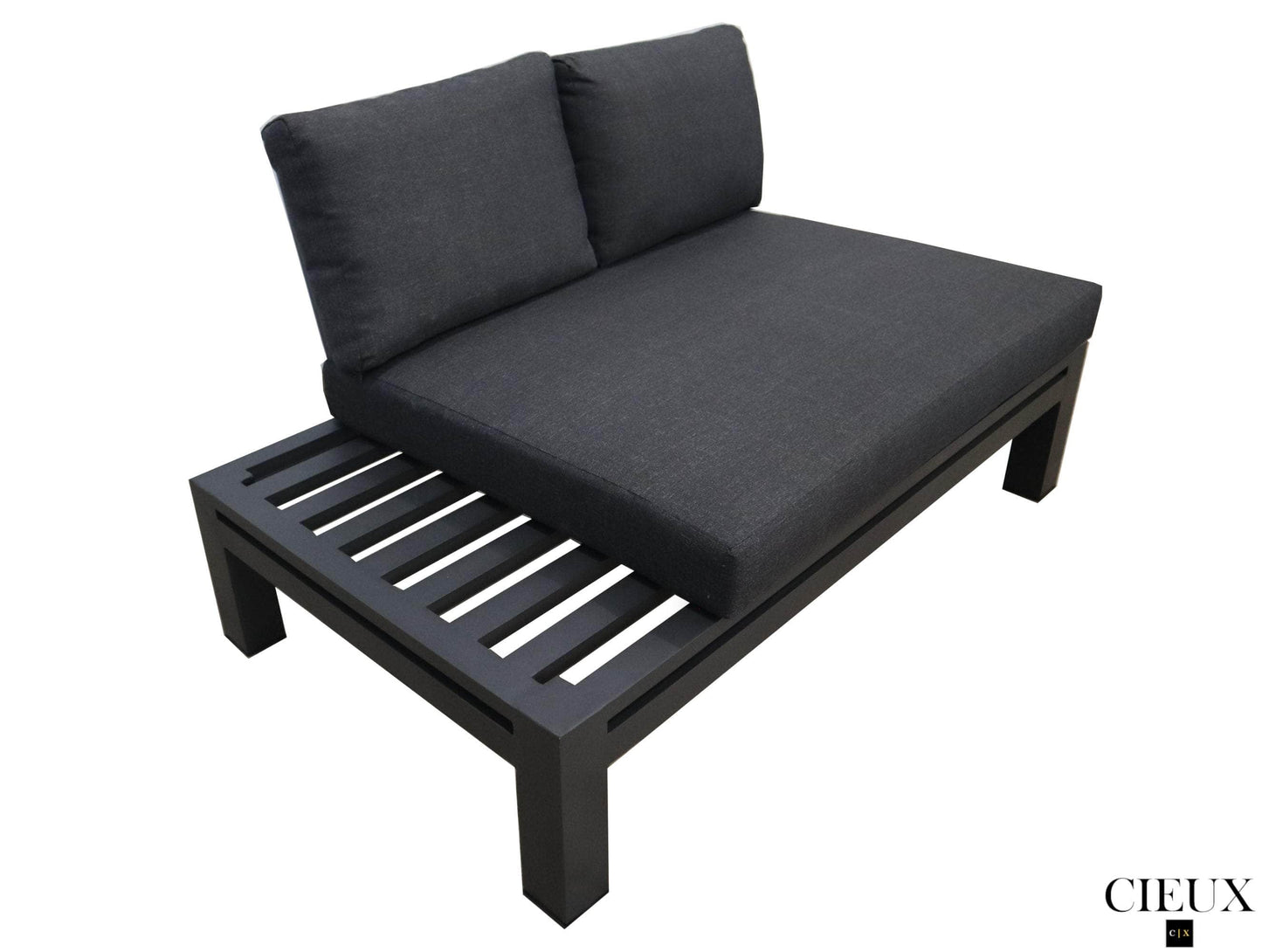 CIEUX Sectional Bordeaux Outdoor Patio Aluminum Metal Armless Corner Sectional in Grey