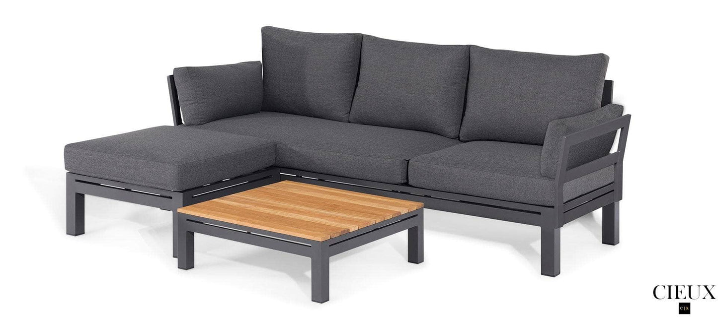 CIEUX Sectional Bordeaux Outdoor Patio Aluminum Metal Reversible Sectional with Adjustable Seat in Grey