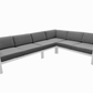 Pending - Cieux Corsica Outdoor Patio Aluminum Metal L-Shaped Sectional Sofa in White with Sunbrella Cushions - Available in 2 Colours