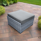 Cannes Outdoor Patio Wicker Ottoman in Grey with Sunbrella Cushions - Available in 2 Colours