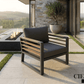 CIEUX Club Chair Avignon Outdoor Patio Aluminum Metal Club Chair in Midnight Grey with Sunbrella Cushions in Canvas Charcoal