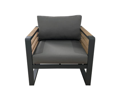 CIEUX Club Chair Canvas Charcoal Avignon Outdoor Patio Aluminum Metal Club Chair in Black with Sunbrella Cushions - Available in 2 Colours