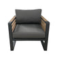 Avignon Outdoor Patio Aluminum Metal Club Chair in Midnight Grey with Sunbrella Cushions in Canvas Charcoal
