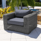 CIEUX Club Chair Canvas Charcoal Champagne Outdoor Patio Wicker Club Chair in Grey with Sunbrella Cushions - Available in 2 Colours