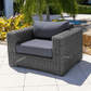 CIEUX Club Chair Canvas Charcoal Champagne Outdoor Patio Wicker Club Chair in Grey with Sunbrella Cushions - Available in 2 Colours