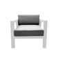 CIEUX Club Chair Canvas Charcoal Corsica Outdoor Patio Aluminum Metal Club Chair in White with Sunbrella Cushions - Available in 2 Colours