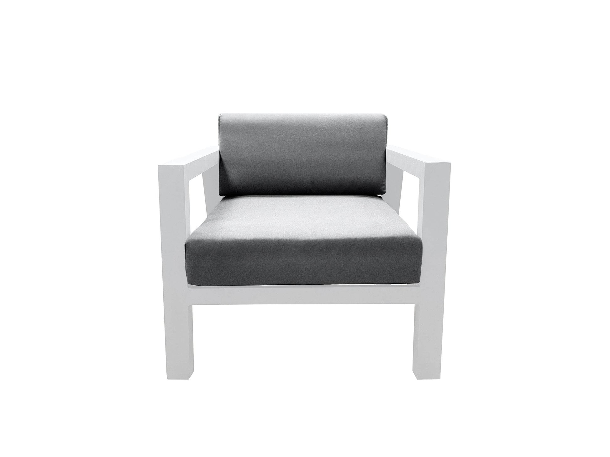 CIEUX Club Chair Canvas Charcoal Corsica Outdoor Patio Aluminum Metal Club Chair in White with Sunbrella Cushions - Available in 2 Colours