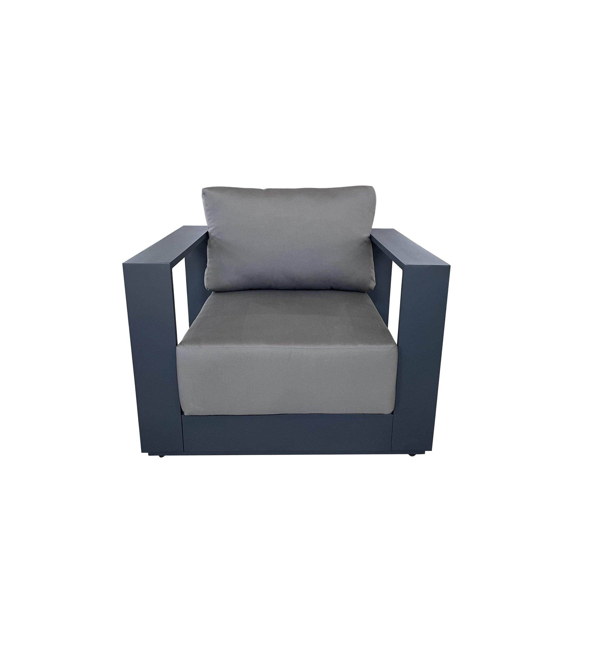 CIEUX Club Chair Canvas Charcoal Lyon Outdoor Patio Aluminum Metal Club Chair in Midnight Grey with Sunbrella Cushions - Available in 2 Colours