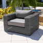 CIEUX Club Chair Canvas Taupe Champagne Outdoor Patio Wicker Club Chair in Grey with Sunbrella Cushions - Available in 2 Colours