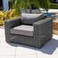 CIEUX Club Chair Canvas Taupe Champagne Outdoor Patio Wicker Club Chair in Grey with Sunbrella Cushions - Available in 2 Colours