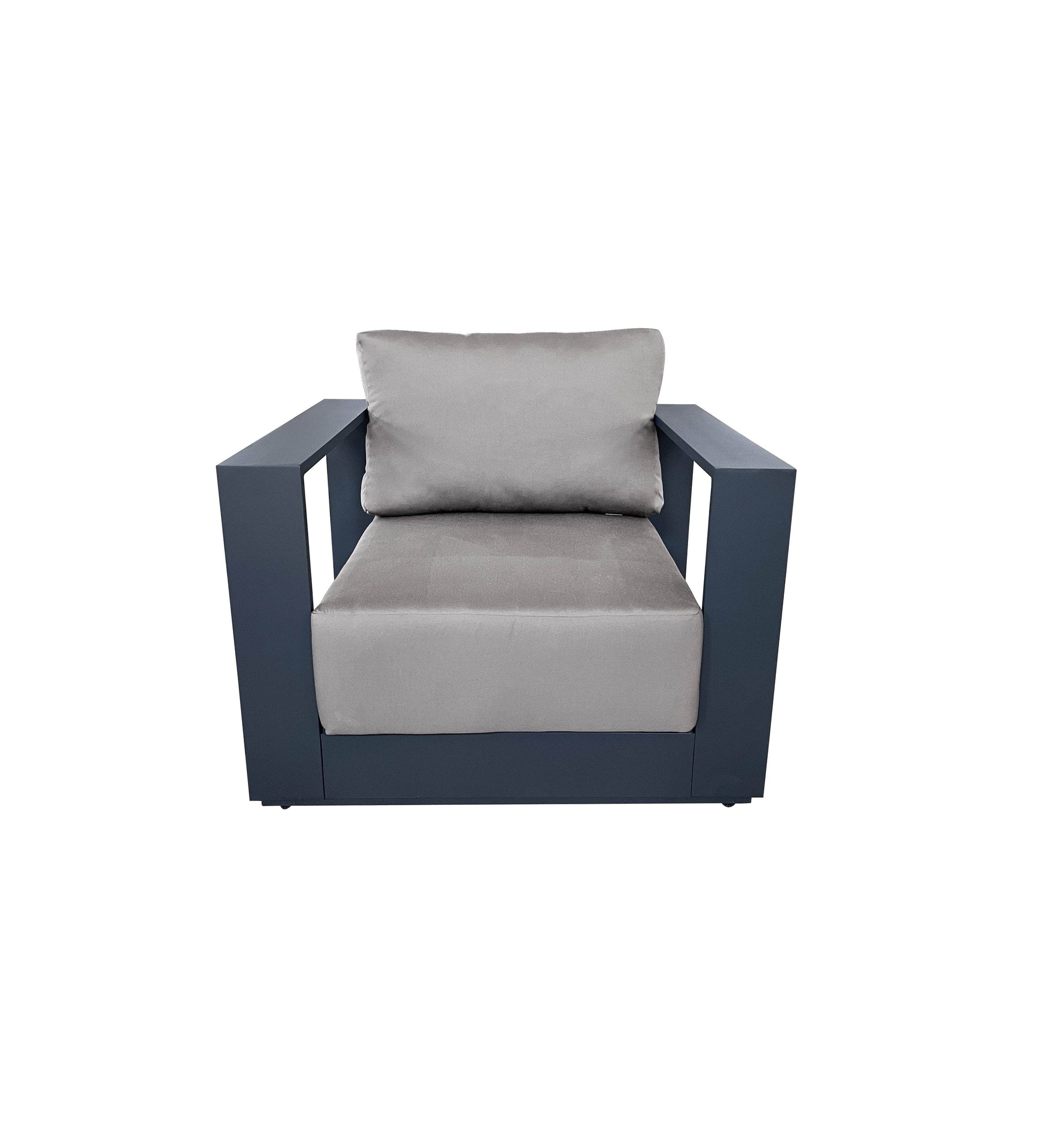 CIEUX Lyon Outdoor Patio Aluminum Metal Club Chair in Midnight Grey with Sunbrella Cushions, image 7