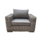 CIEUX Club Chair Champagne Outdoor Patio Wicker Club Chair in Grey with Sunbrella Cushions - Available in 2 Colours