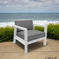 CIEUX Corsica Outdoor Patio Aluminum Metal Club Chair in White with Sunbrella Cushions, image 1