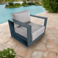 CIEUX Lyon Outdoor Patio Aluminum Metal Club Chair in Midnight Grey with Sunbrella Cushions, image 3