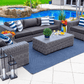 CIEUX Champagne Outdoor Patio Wicker Sofa Conversation Set in Grey with Sunbrella Cushions, image 1