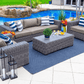 CIEUX Conversation Set Canvas Taupe Champagne Outdoor Patio Wicker Sofa Conversation Set in Grey with Sunbrella Cushions - Available in 2 Colours