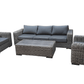 CIEUX Champagne Outdoor Patio Wicker Sofa Conversation Set in Grey with Sunbrella Cushions, image 3