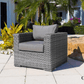 CIEUX Conversation Set Riviera Outdoor Patio Wicker Loveseat and 2 Club Chairs Set in Grey with Sunbrella Canvas Charcoal Cushions