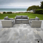 CIEUX Conversation Set Riviera Outdoor Patio Wicker Loveseat and 2 Club Chairs Set in Grey with Sunbrella Canvas Charcoal Cushions