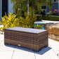 CIEUX Conversation Set Valence Outdoor Patio Wicker Loveseat Conversation Set in Brown with Sunbrella Canvas Taupe Cushions