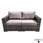 CIEUX Conversation Set Valence Outdoor Patio Wicker Loveseat Conversation Set in Brown with Sunbrella Canvas Taupe Cushions