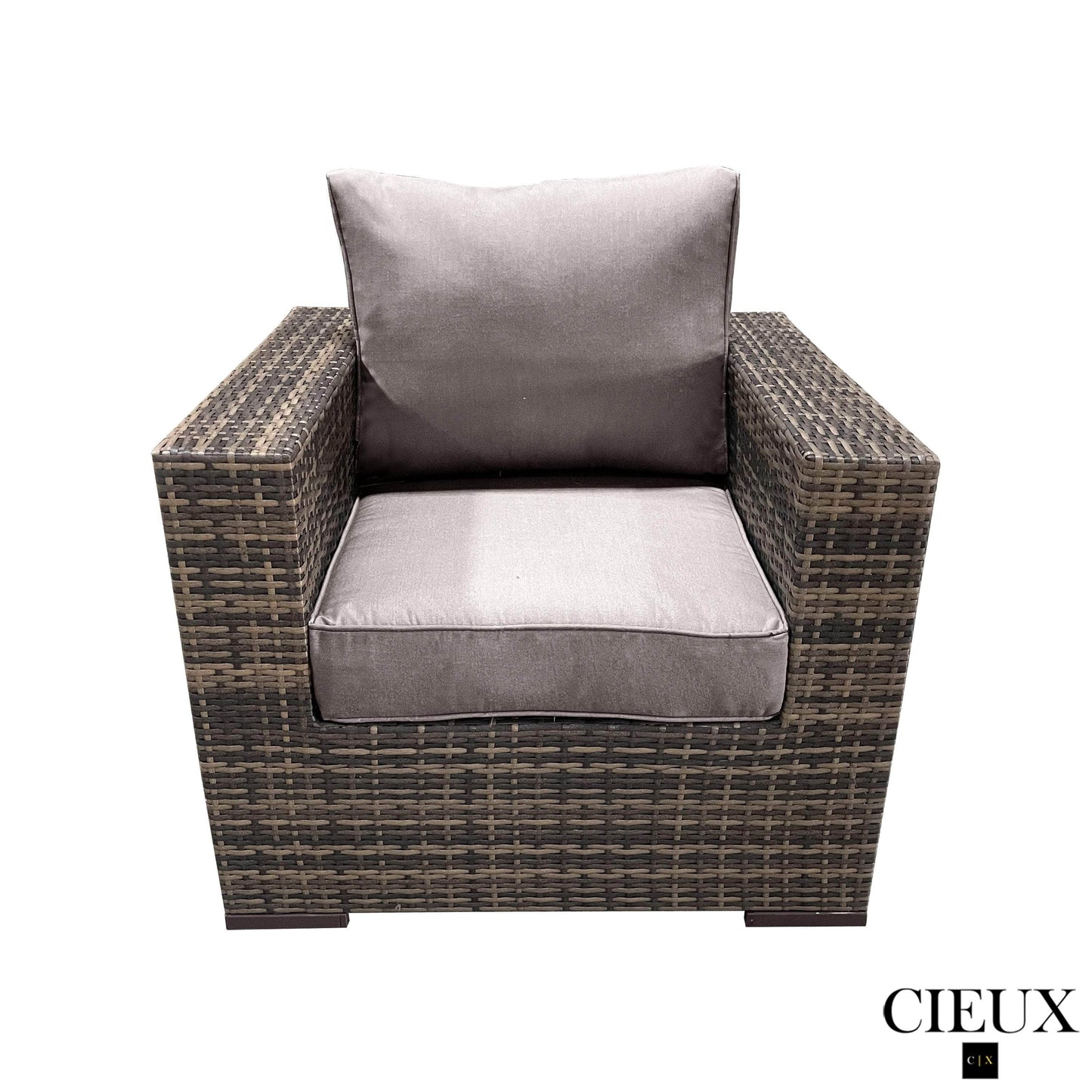 CIEUX Conversation Set Valence Outdoor Patio Wicker Sofa Conversation Set in Brown with Sunbrella Canvas Taupe Cushions