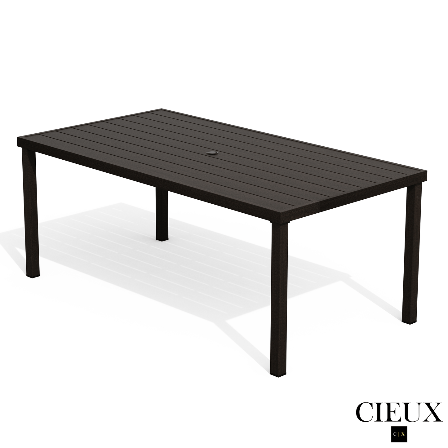 Cieux Dining Set Loire Outdoor Patio Aluminum Metal 7 Piece Dining Table Set with 4 Arm Chairs, 2 Swivel Arm Chairs and Sunbrella Cast Silver Cushions