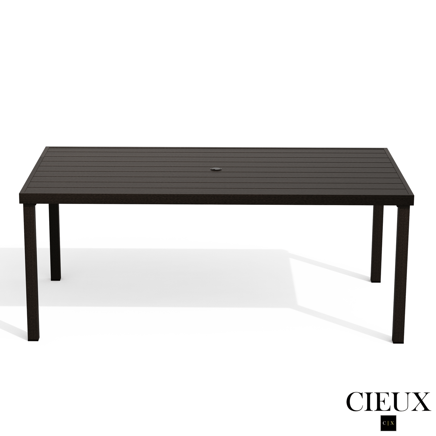 Cieux Dining Set Loire Outdoor Patio Aluminum Metal 7 Piece Dining Table Set with 4 Arm Chairs, 2 Swivel Arm Chairs and Sunbrella Cast Silver Cushions