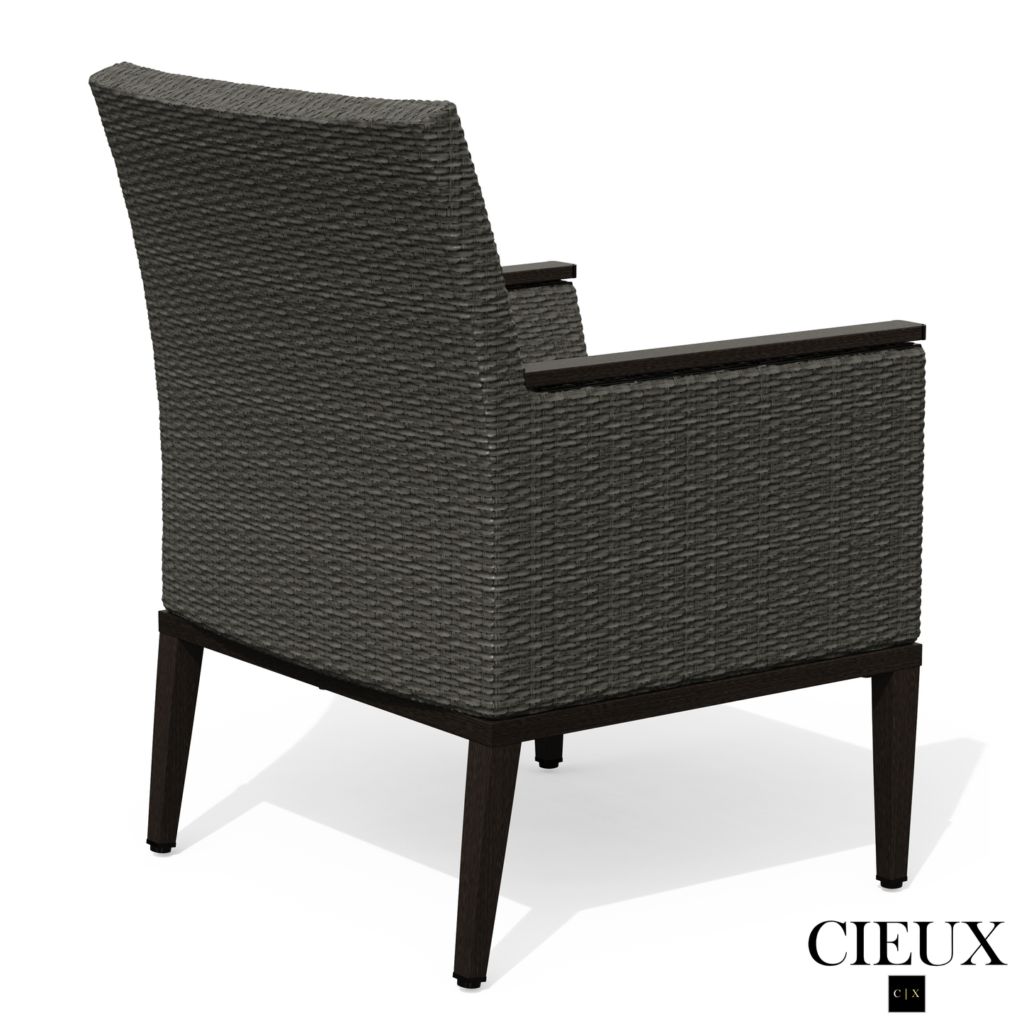 Cieux Dining Set Loire Outdoor Patio Aluminum Metal 7 Piece Dining Table Set with 4 Arm Chairs, 2 Swivel Arm Chairs and Sunbrella Cast Silver Cushions