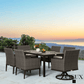 CIEUX Dining Set Loire Outdoor Patio Aluminum Metal 7 Piece Dining Table Set with 4 Arm Chairs, 2 Swivel Arm Chairs and Sunbrella Cast Silver Cushions