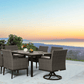 CIEUX Dining Set Loire Outdoor Patio Aluminum Metal 7 Piece Dining Table Set with 4 Arm Chairs, 2 Swivel Arm Chairs and Sunbrella Cast Silver Cushions