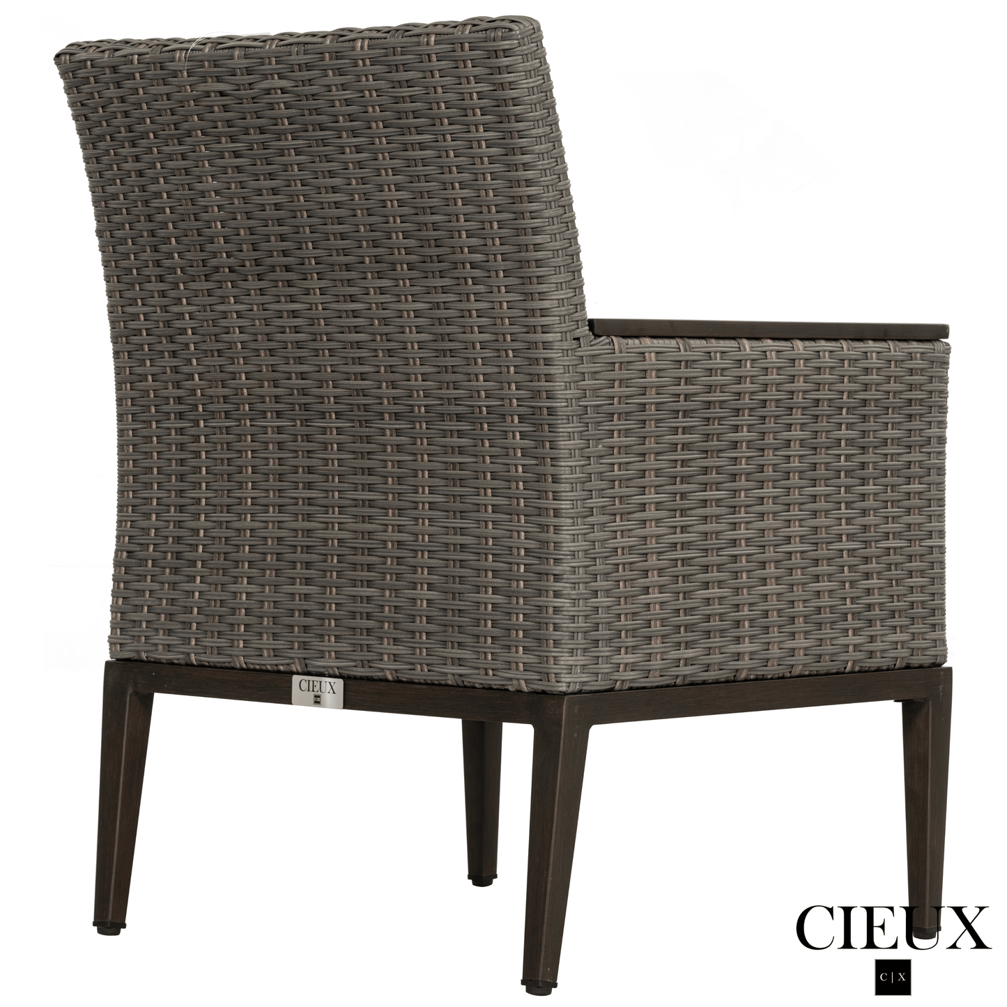 CIEUX Loire Outdoor Patio Aluminum Metal 7 Piece Dining Table Set with 4 Arm Chairs, 2 Swivel Arm Chairs and Sunbrella Cast Silver Cushions, image 6