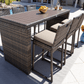 CIEUX Dining Set Valence Outdoor Patio Wicker Bar Table and 6 Chairs Set in Brown with Sunbrella Canvas Taupe Cushions
