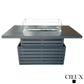 CIEUX Fire Pit Alsace Outdoor Patio Aluminum Metal Rectangle Propane and Natural Gas Fire Pit Adjustable Height Table with Tempered Glass in Midnight Grey