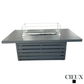 CIEUX Fire Pit Alsace Outdoor Patio Aluminum Metal Rectangle Propane and Natural Gas Fire Pit Adjustable Height Table with Tempered Glass in Midnight Grey