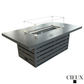CIEUX Fire Pit Alsace Outdoor Patio Aluminum Metal Rectangle Propane and Natural Gas Fire Pit Adjustable Height Table with Tempered Glass in Midnight Grey