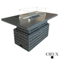 CIEUX Fire Pit Alsace Outdoor Patio Aluminum Metal Rectangle Propane and Natural Gas Fire Pit Adjustable Height Table with Tempered Glass in Midnight Grey
