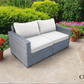 Cannes Outdoor Patio Wicker Modular Loveseat in Grey with Sunbrella Cushions - Available in 2 Colours